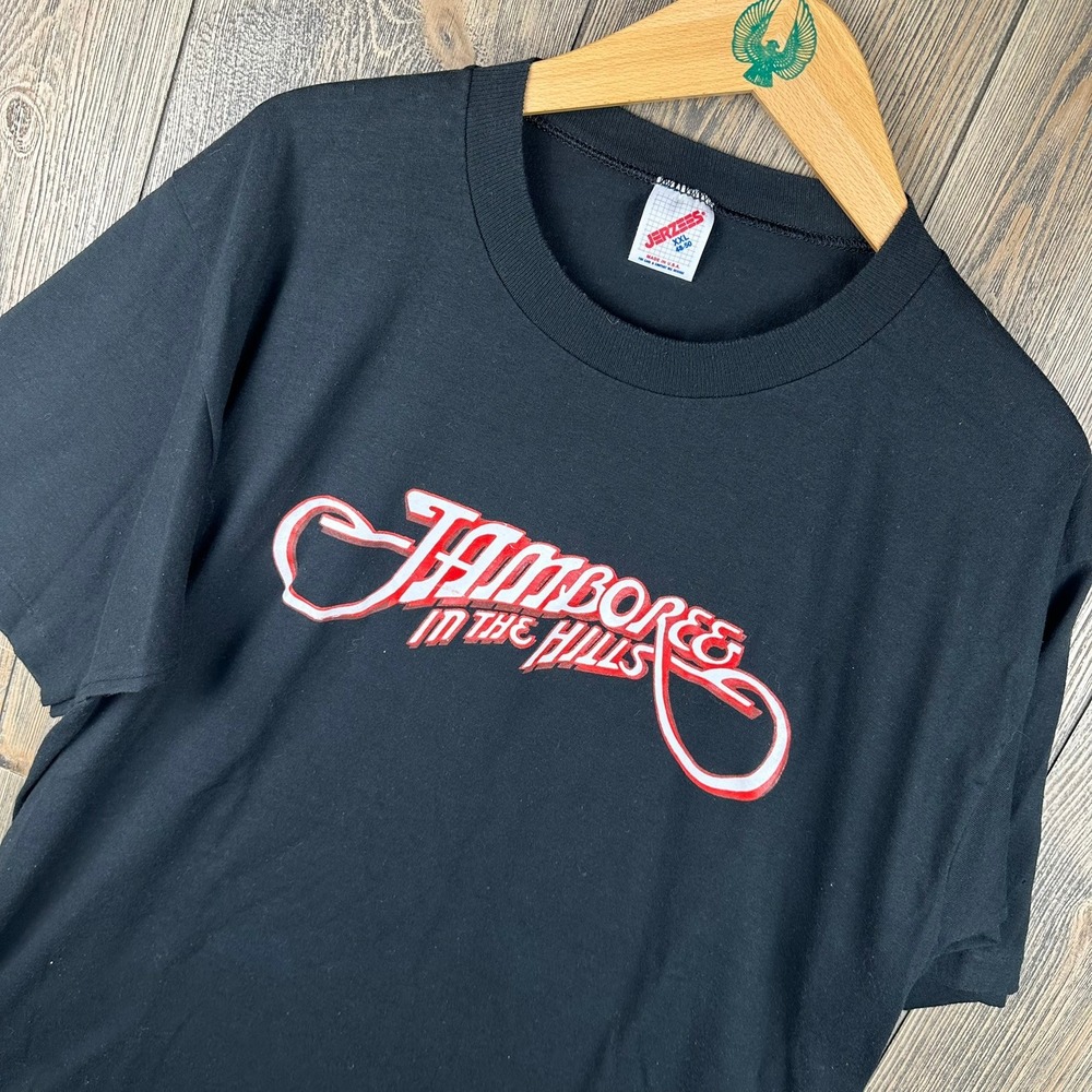 Vintage 90s Jamboree In The Hills Music Festival T-Shirt Jerzees Large Black